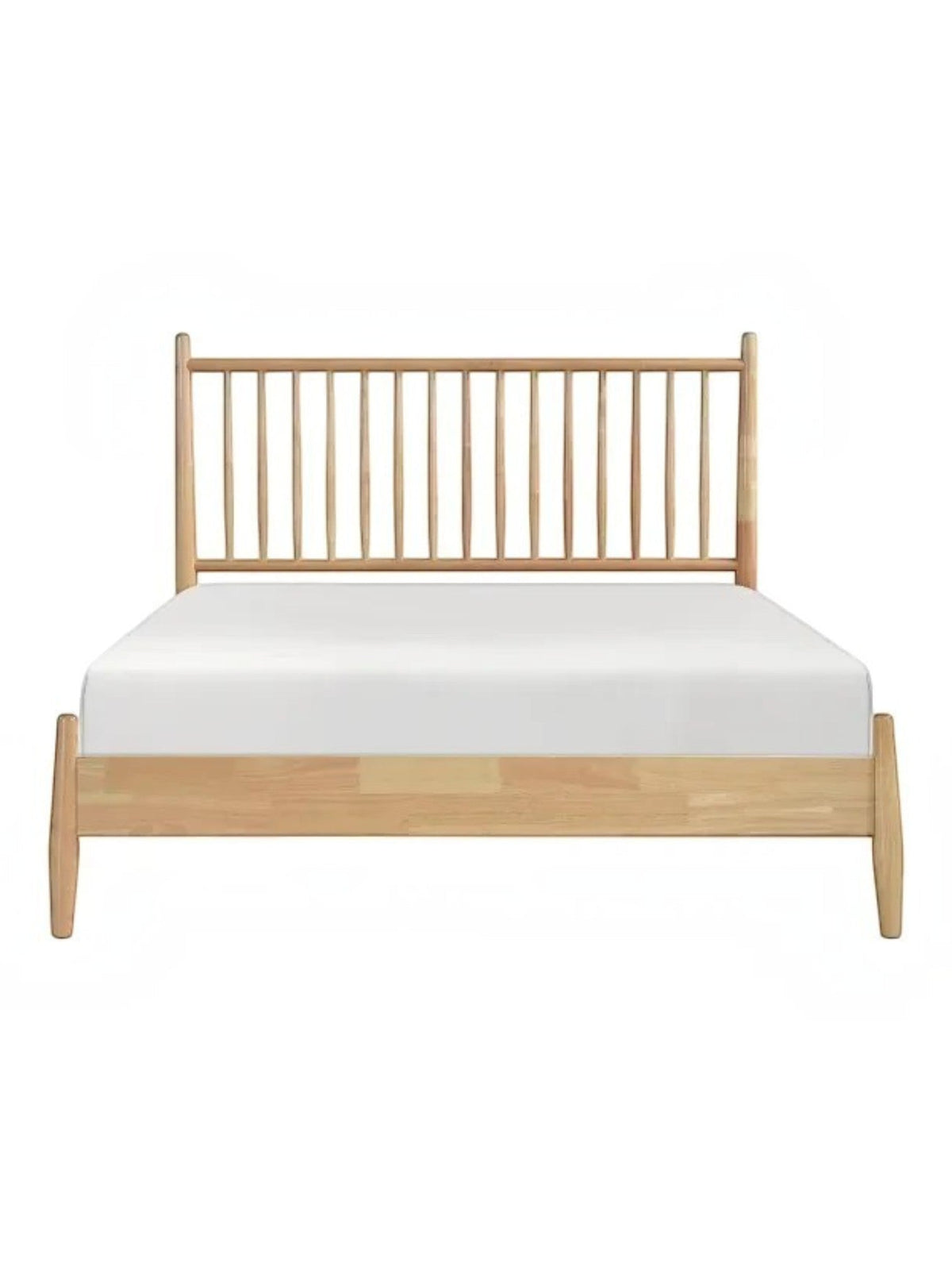 Lit plateforme Paolo TOCO Meubles en bois naturel avec tête de lit à lattes verticales style Mid-Century Modern