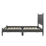 Lit double Paolo TOCO Meubles en bois gris foncé avec tête de lit à lattes verticales et design plateforme.