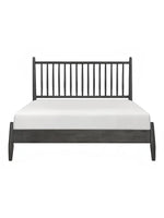 Lit double Paolo TOCO Meubles en bois gris foncé avec tête de lit à lattes verticales et design plateforme.