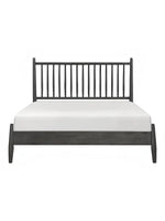 Lit double Paolo TOCO Meubles en bois gris foncé avec tête de lit à lattes verticales et design plateforme.