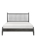 Lit plateforme TOCO Meubles Paolo en bois noir avec tête de lit à lattes verticales style Mid-Century Modern