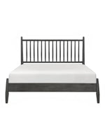 Lit plateforme TOCO Meubles Paolo en bois noir avec tête de lit à lattes verticales style Mid-Century Modern