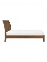 Lit plateforme TOCO Meubles Antoine brun clair avec tête de lit style traîneau en bois au design transitionnel