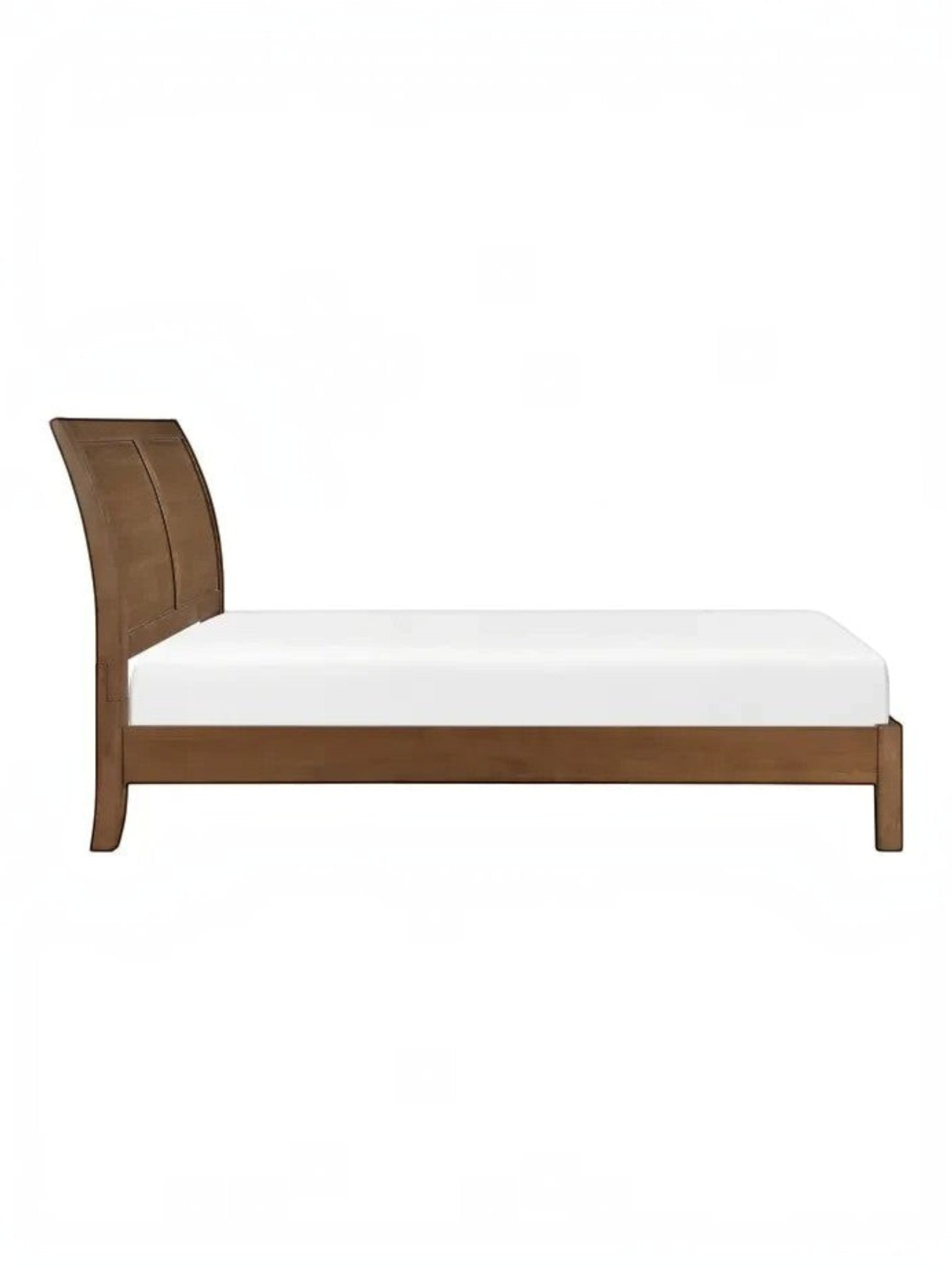 Lit plateforme TOCO Meubles Antoine brun clair avec tête de lit style traîneau en bois au design transitionnel
