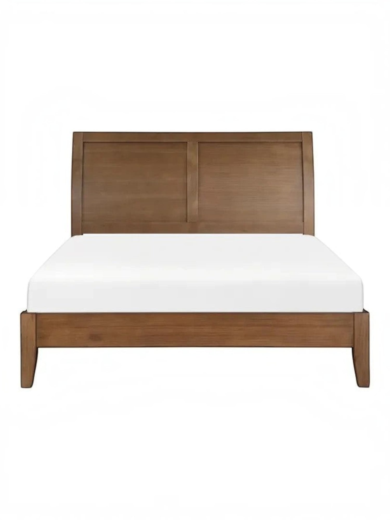 Lit plateforme queen TOCO Meubles Antoine en bois brun clair brossé avec tête de lit style traîneau