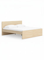 Lit plateforme moderne TOCO Meubles Hazel en bois clair avec design minimaliste et épuré sur fond blanc