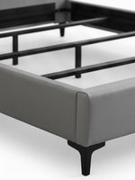 Cadre de lit plateforme gris TOCO Meubles avec structure en acier noir et revêtement en similicuir élégant