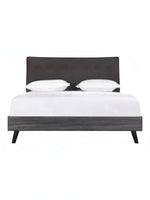 Lit plateforme TOCO Meubles Paolo avec tête de lit rembourrée foncée et cadre en bois gris au style moderne