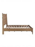 Lit plateforme TOCO Meubles Noria en bois de hickory brun avec tête de lit haute et sommier à lattes intégré