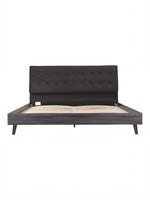 Lit plateforme TOCO Meubles Gianni gris foncé avec tête de lit capitonnée en velours et cadre imitation bois