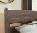 Lit double Ramona TOCO Meubles en bois brun foncé avec finition grain de noyer, design épuré et moderne.