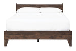 TOCO Meubles Grand Lit Ramona en bois brun foncé, design moderne avec tête de lit épurée et pieds biseautés.