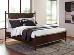 TOCO Meubles Lit Rosie en bois merisier, design contemporain avec tête et pied de lit arrondis et barreaux verticaux.