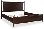 TOCO Meubles Lit Rosie très grand en bois merlot, design Mid-Century avec tête de lit et pieds arrondis.