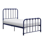 TOCO Meubles Lit Simple Daisy en métal bleu marine avec un matelas blanc, style vintage