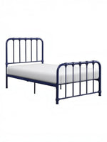 TOCO Meubles Lit Simple Daisy en métal bleu marine avec un matelas blanc, style vintage