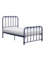 TOCO Meubles Lit Simple Daisy en métal bleu marine avec un matelas blanc, style vintage