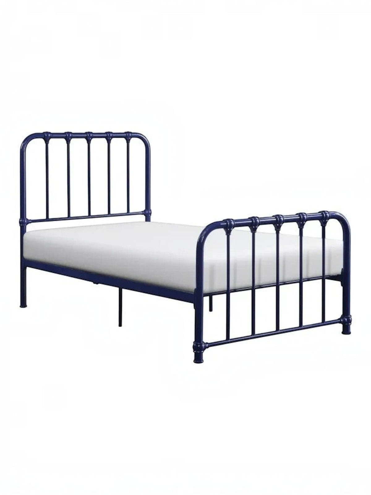 TOCO Meubles Lit Simple Daisy en métal bleu marine avec un matelas blanc, style vintage