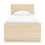 TOCO Meubles Lit Simple Hazel en bois clair, design plateforme minimaliste avec tête de lit rectangulaire.