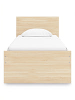 TOCO Meubles Lit Simple Hazel en bois clair, design plateforme minimaliste avec tête de lit rectangulaire.