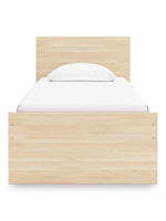 TOCO Meubles Lit Simple Hazel en bois clair, design plateforme minimaliste avec tête de lit rectangulaire.