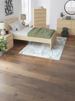 TOCO Meubles Lit Simple Hazel en bois naturel, design plateforme minimaliste, 140x190 cm, avec table de chevet assortie.