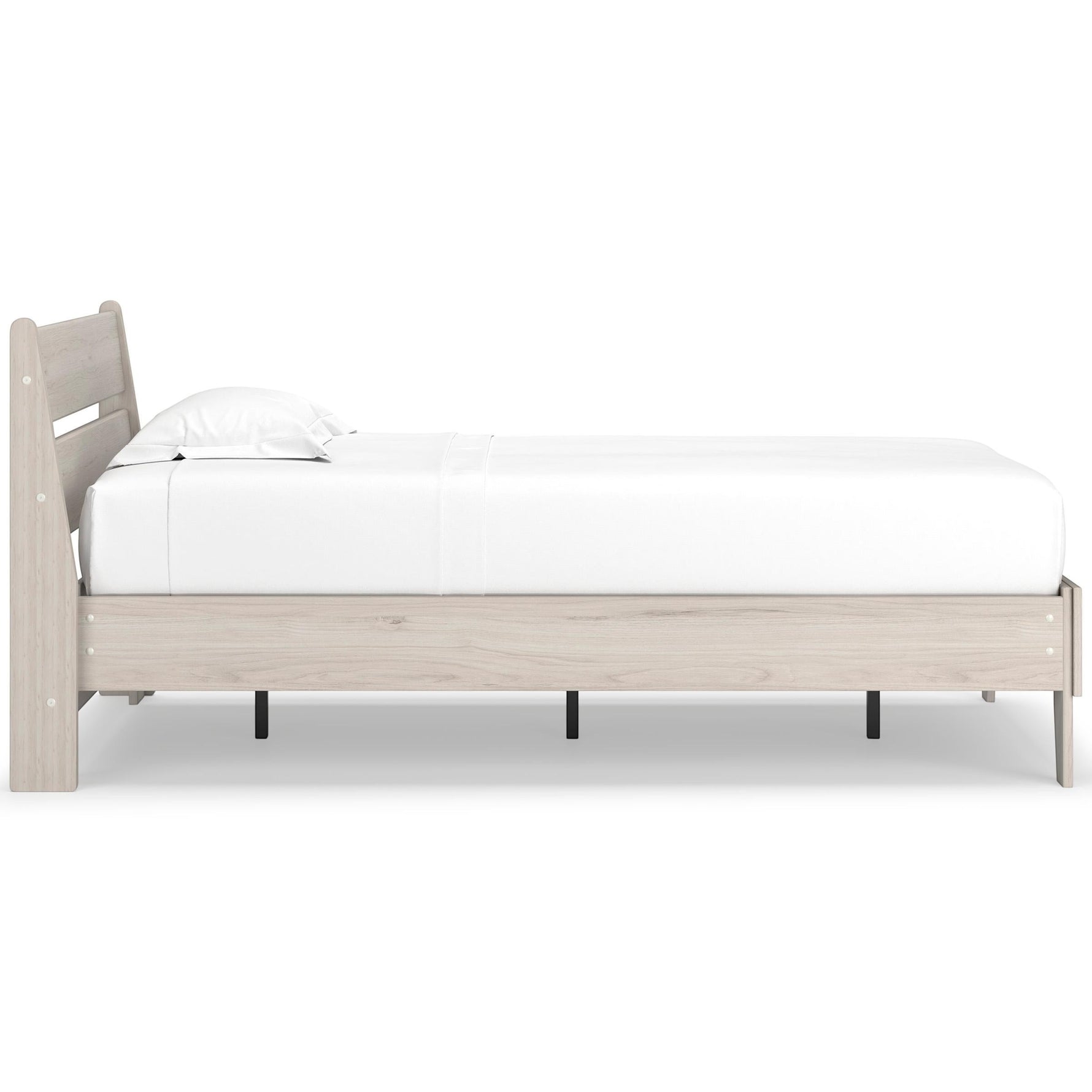 Lit simple Solene en bois clair de TOCO Meubles, style contemporain avec tête de lit à lattes et profil bas.