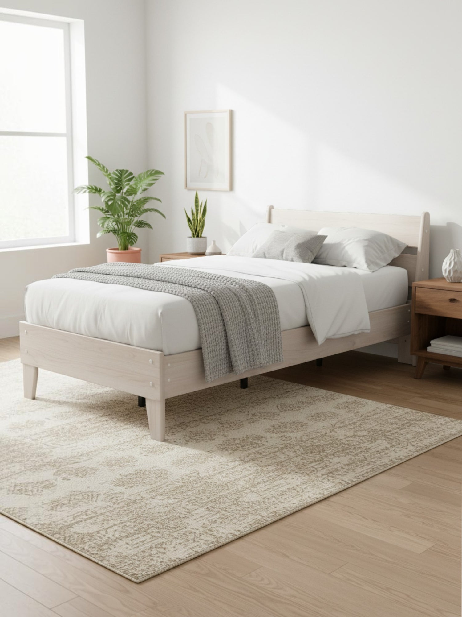 Lit simple Solene TOCO Meubles en bois clair au design contemporain épuré dans une chambre lumineuse et moderne