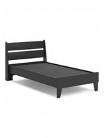 TOCO Meubles Lit Simple Solene noir en bois, design contemporain, 2 barres horizontales sur la tête de lit.