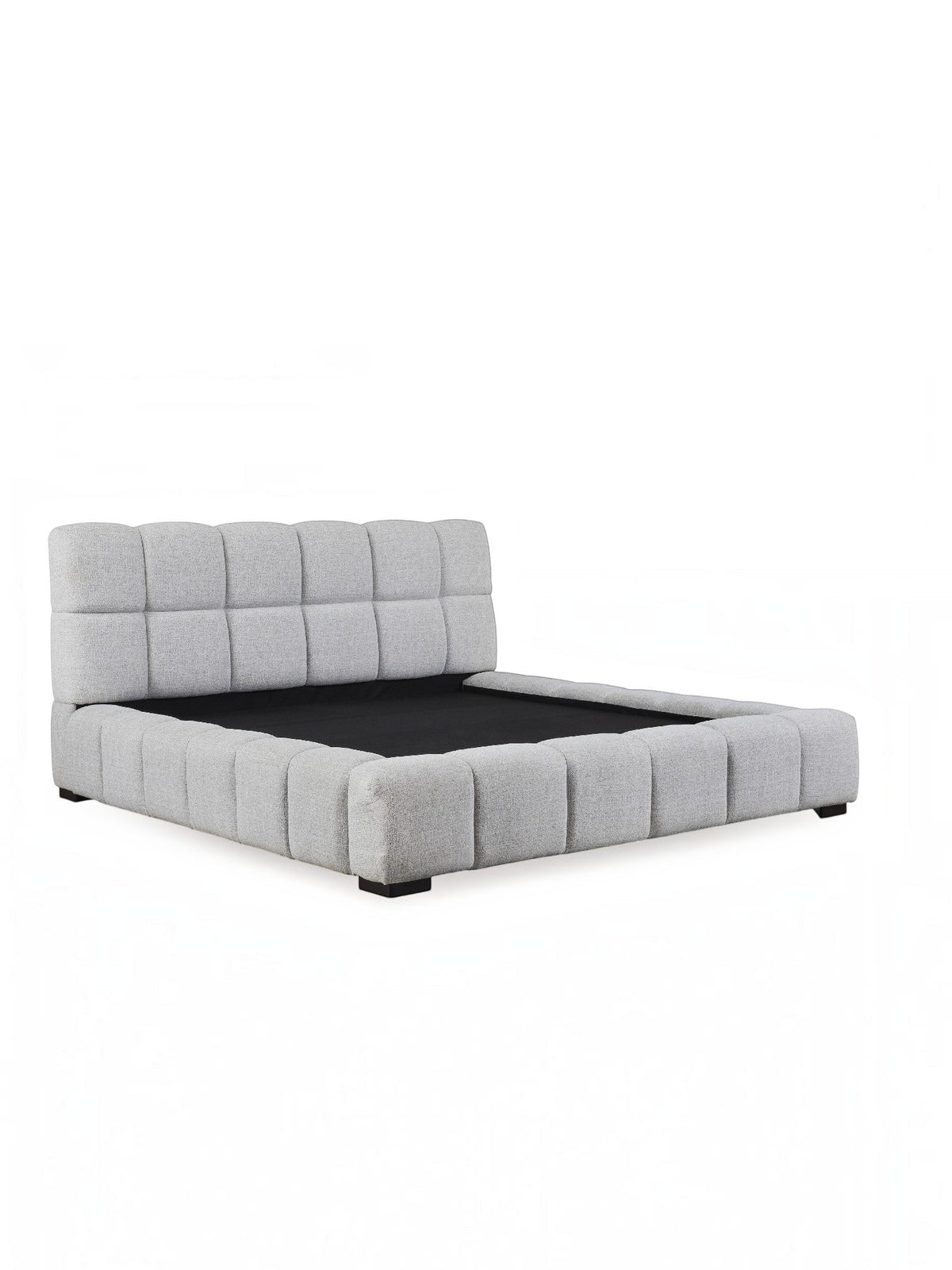 Très grand lit TOCO Meubles Sofia gris clair avec capitonnage profond en tissu texturé moderne et élégant