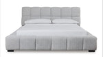 TOCO Meubles Lit Sofia capitonné gris clair en tissu texturé, design contemporain.