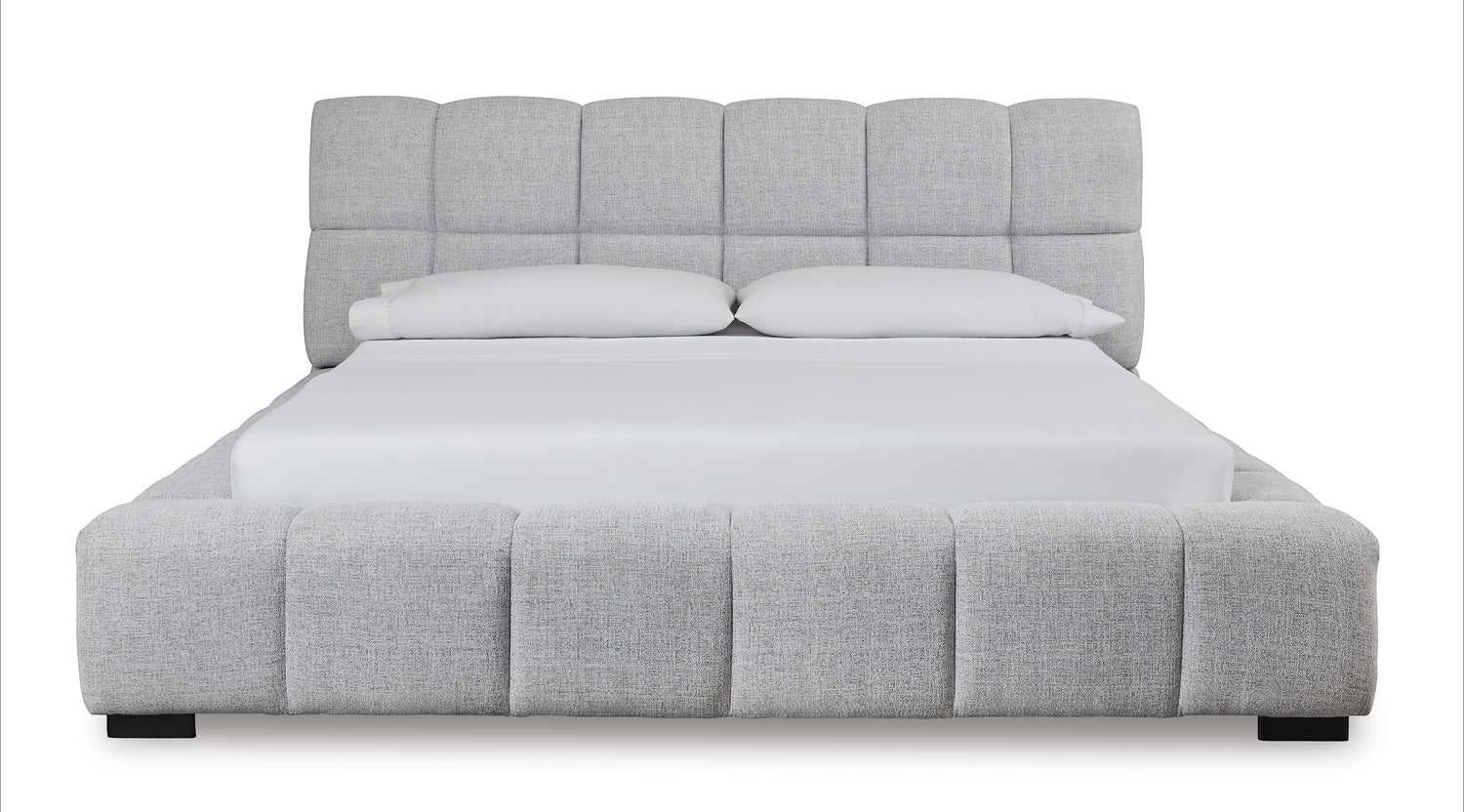 TOCO Meubles Lit Sofia capitonné gris clair en tissu texturé, design contemporain.