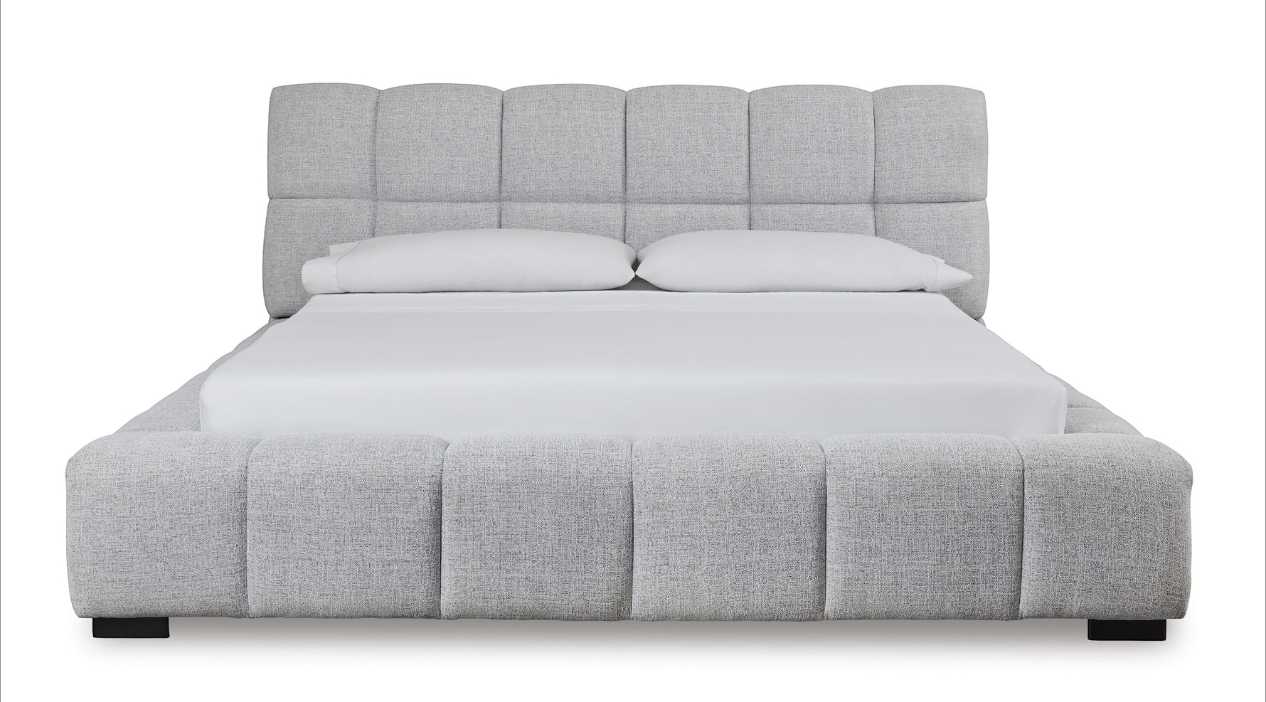 TOCO Meubles Lit Sofia capitonné gris clair en tissu texturé, design contemporain.