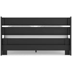 TOCO Meubles Grand Lit Solene noir en bois, design contemporain épuré avec tête de lit à lattes horizontales.