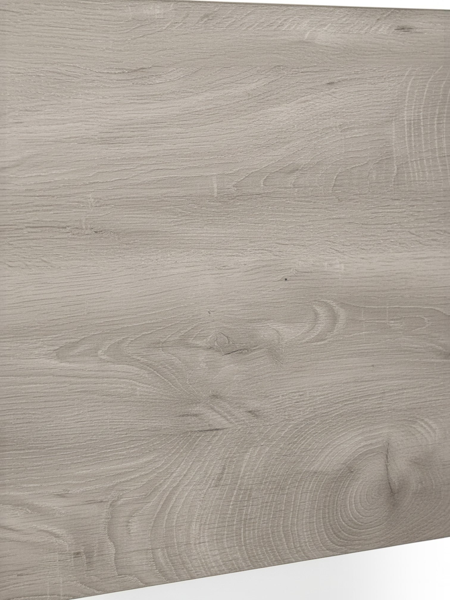 Gros plan sur la texture bois gris du lit Stella de TOCO Meubles avec un fini mélamine réaliste