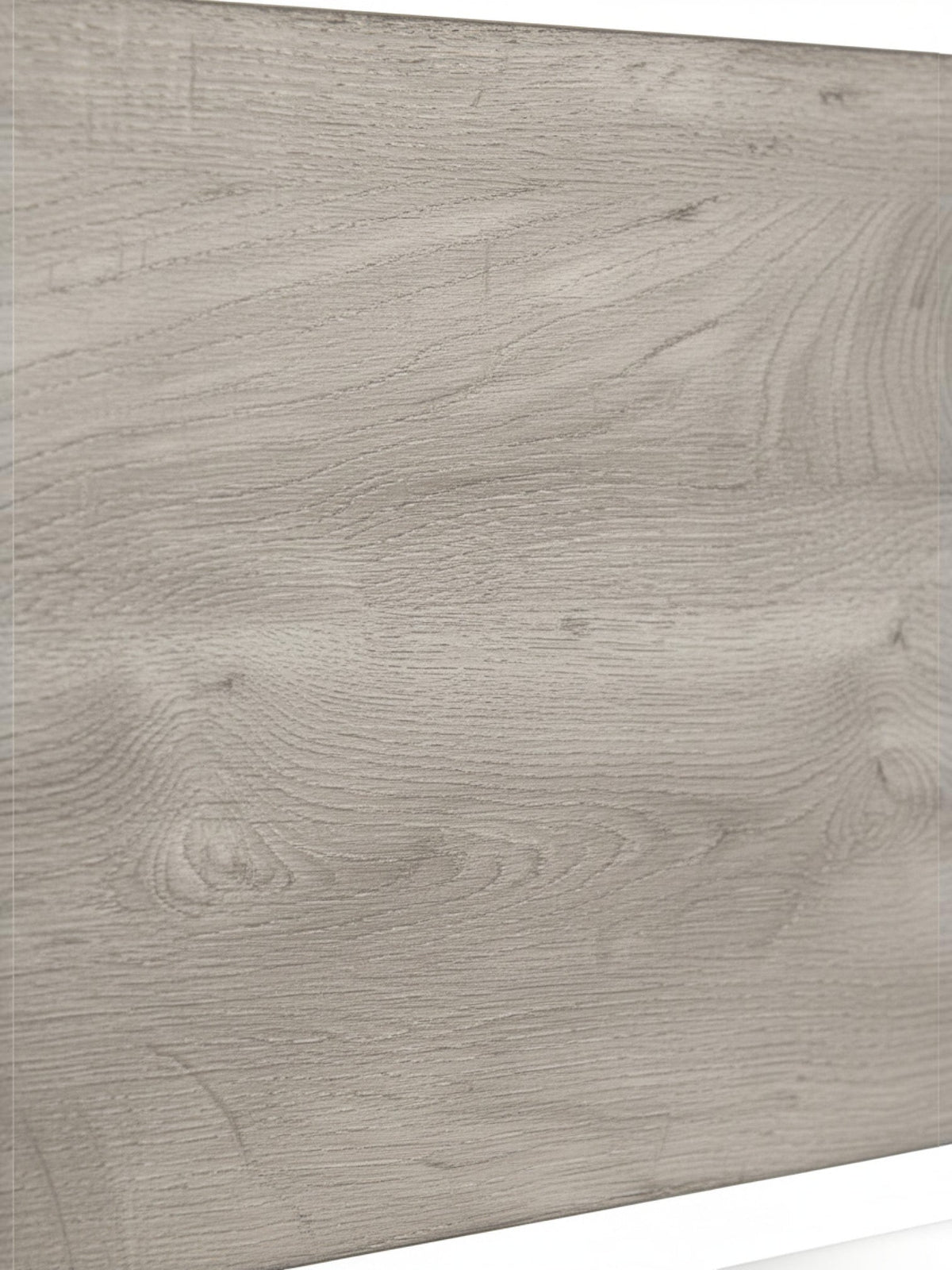 Gros plan sur la texture bois gris du lit Stella par TOCO Meubles avec un fini mélamine réaliste