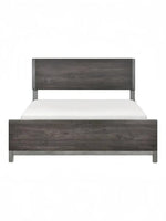 Très grand lit Stella TOCO Meubles en mélamine gris imitation bois avec détails en métal peint, style contemporain.