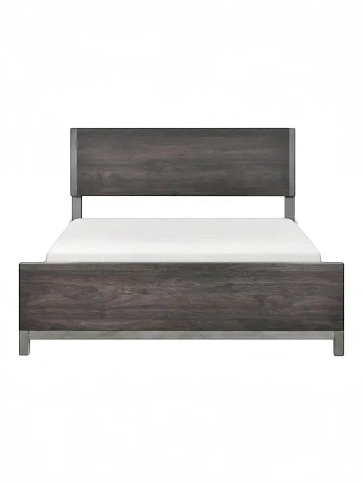 Très grand lit Stella TOCO Meubles en mélamine gris imitation bois avec détails en métal peint, style contemporain.