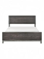 Très grand lit Stella TOCO Meubles en mélamine gris imitation bois avec détails en métal peint, style contemporain.