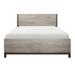 Lit TOCO Meubles Stella gris imitation bois avec détails métal peint, design moderne et épuré.
