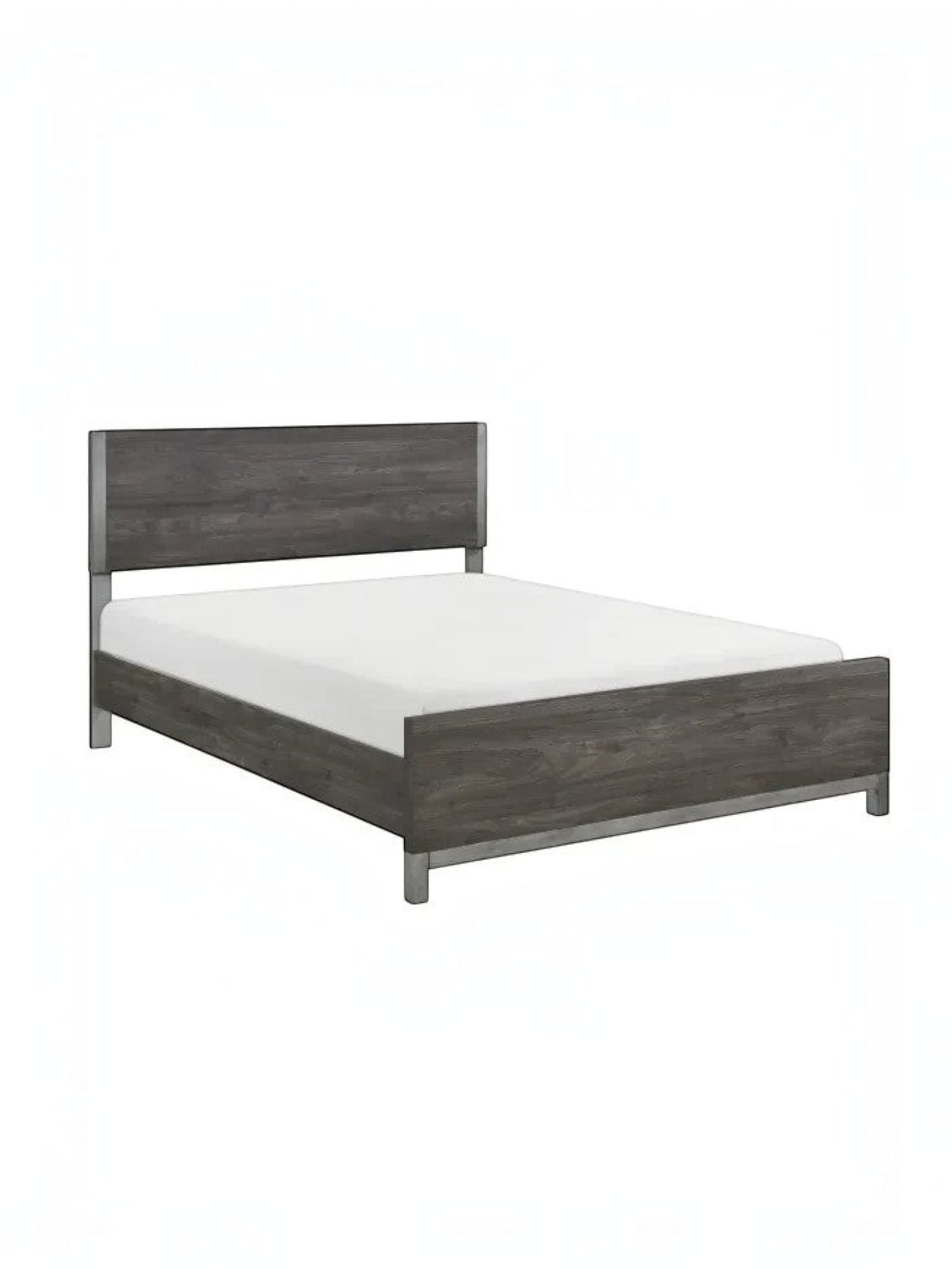 Lit double Stella TOCO Meubles en imitation bois gris avec détails en métal peint, design moderne.