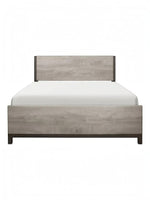 Lit très grand Stella de TOCO Meubles en mélamine grise effet bois avec détails en métal peint pour chambre moderne