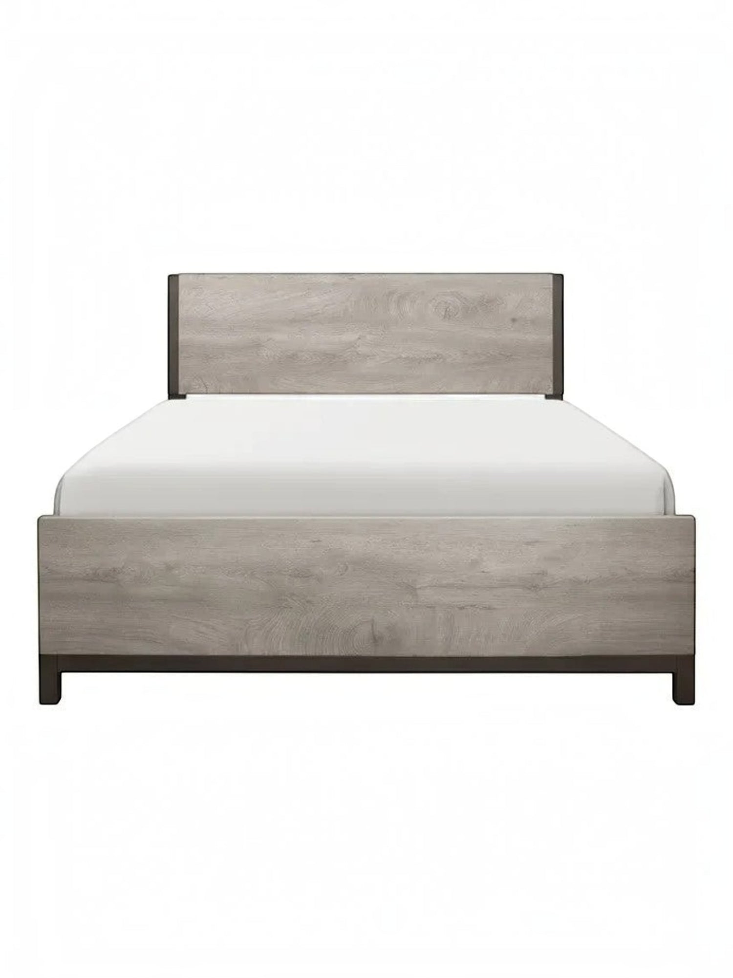 Lit très grand Stella de TOCO Meubles en mélamine grise effet bois avec détails en métal peint pour chambre moderne