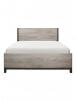 Lit très grand Stella de TOCO Meubles en mélamine grise effet bois avec détails en métal peint pour chambre moderne