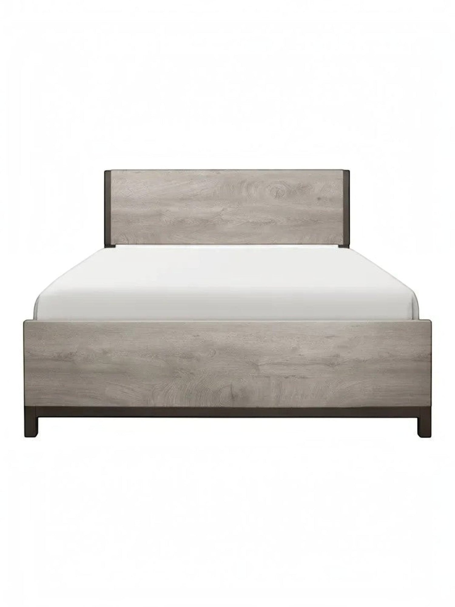 Lit très grand Stella de TOCO Meubles en mélamine grise effet bois avec détails en métal peint pour chambre moderne