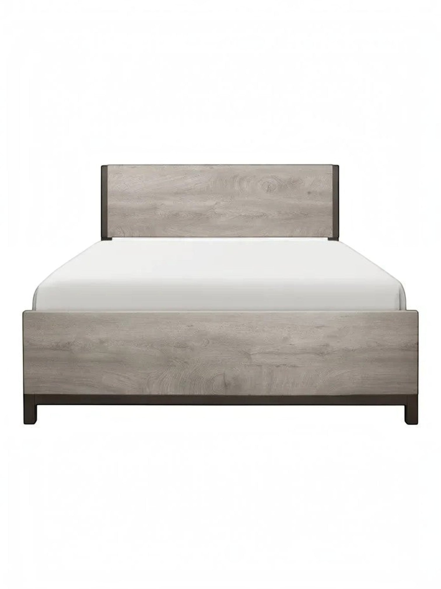 Lit très grand Stella de TOCO Meubles en mélamine grise effet bois avec détails en métal peint pour chambre moderne