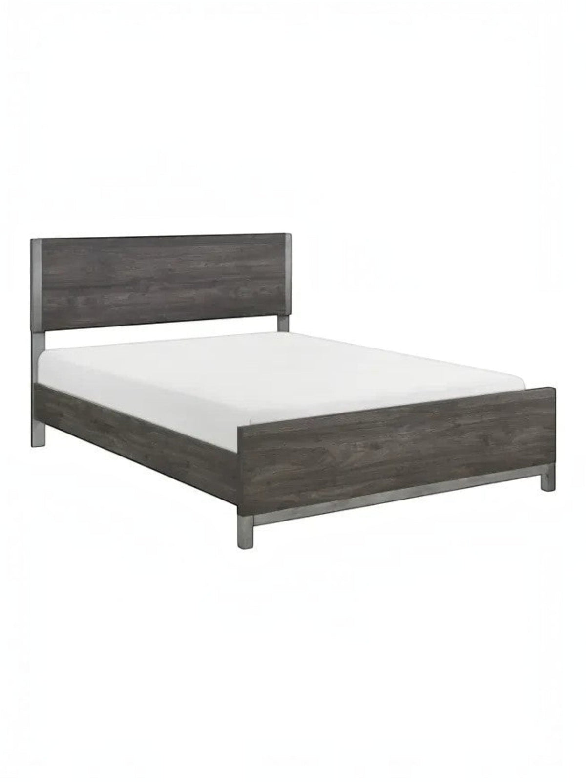 Lit très grand format TOCO Meubles Stella en mélamine gris imitation bois avec détails en métal peint moderne.