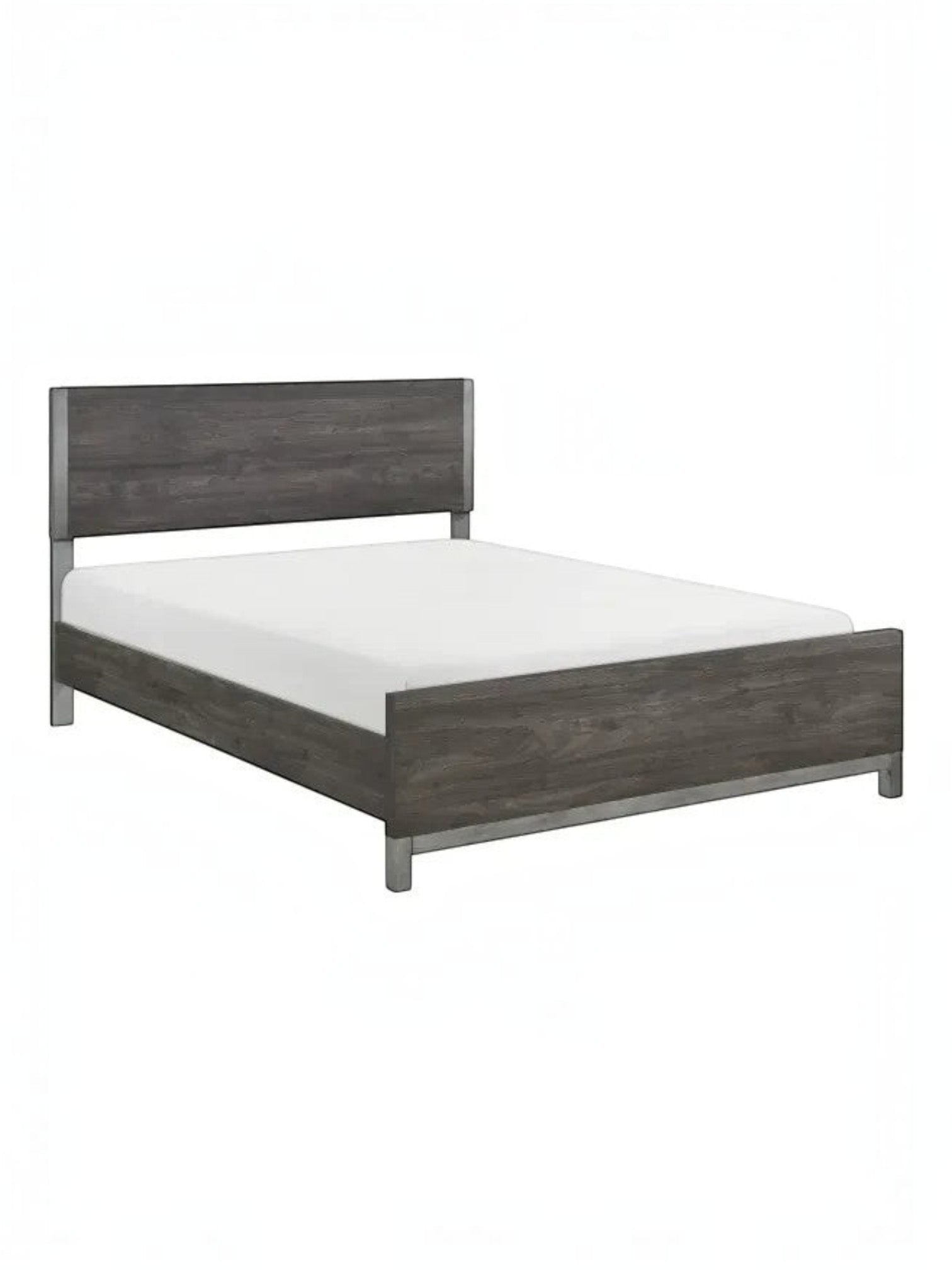 Lit très grand format TOCO Meubles Stella en mélamine gris imitation bois avec détails en métal peint moderne.