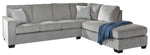 TOCO Meubles Sofa-lit sectionnel Marcel gris en tissu avec coussins décoratifs et jeté bleu