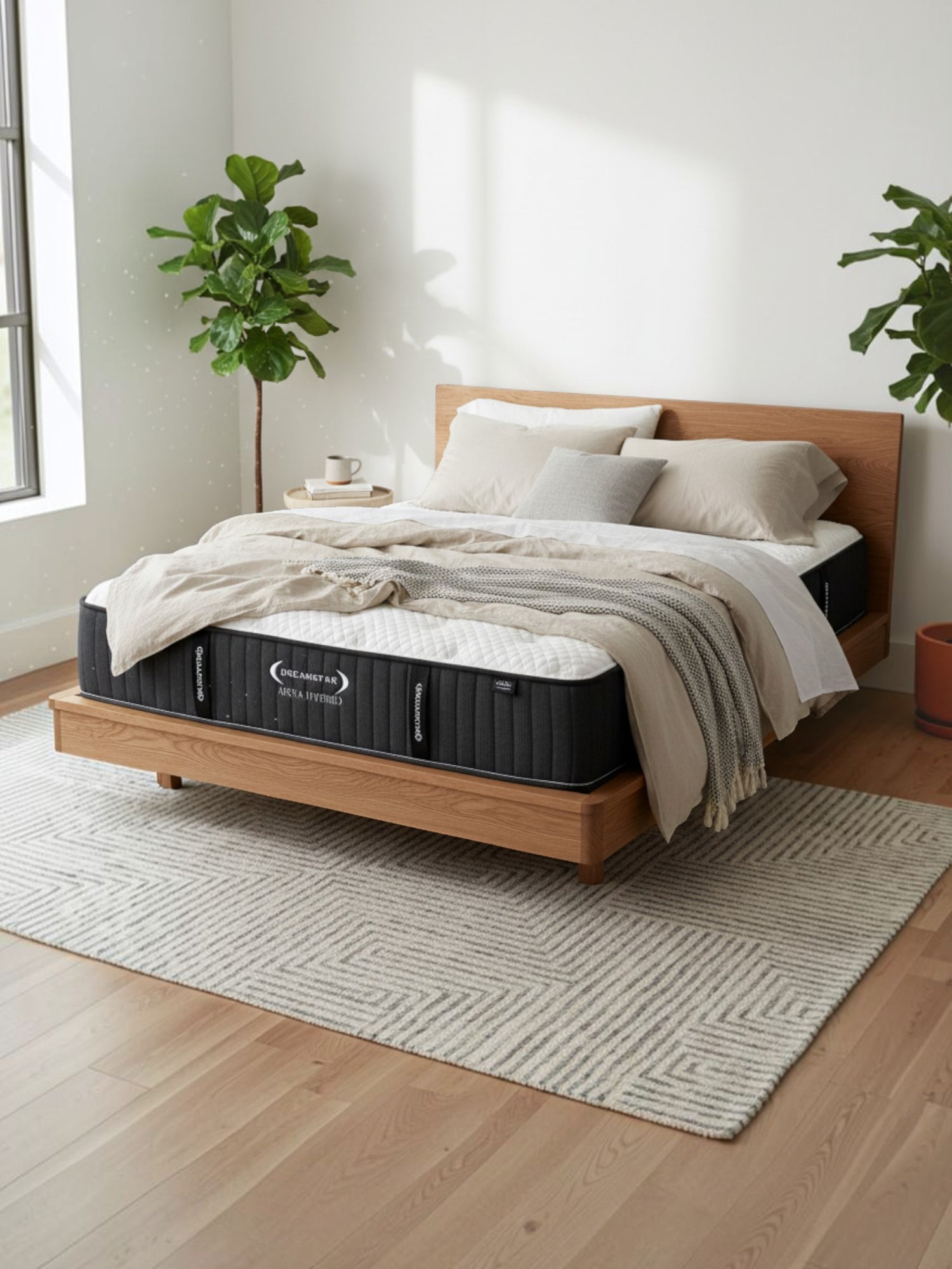 Matelas Ariya Hybrid TOCO Meubles très grand format avec ressorts ensachés et gel rafraîchissant sur cadre en bois